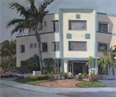 An oil painting of the Royal Saxon building by Janet Onofrey